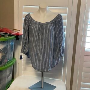 Old Navy Blue and White Striped Blouse